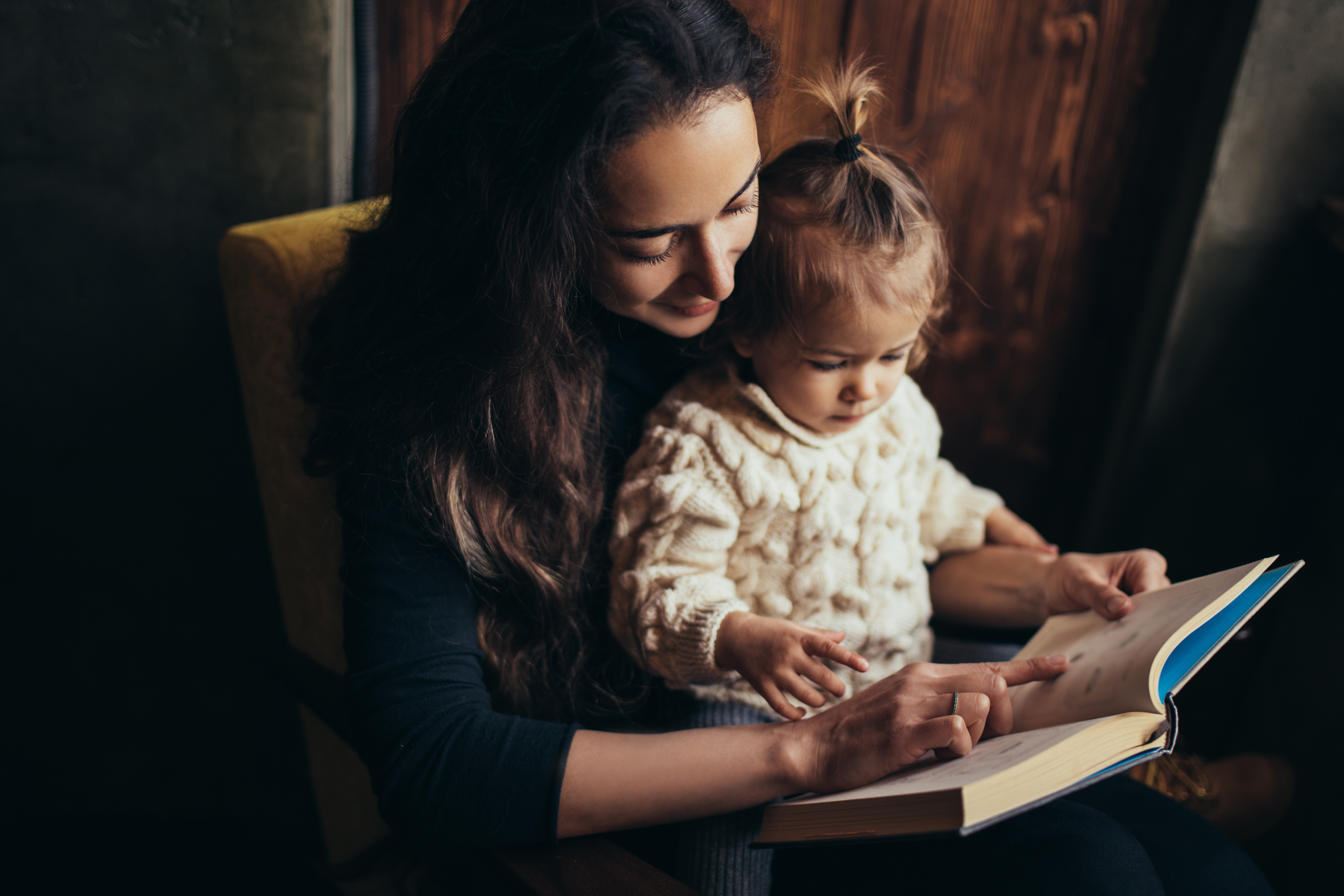 Mother and child reading